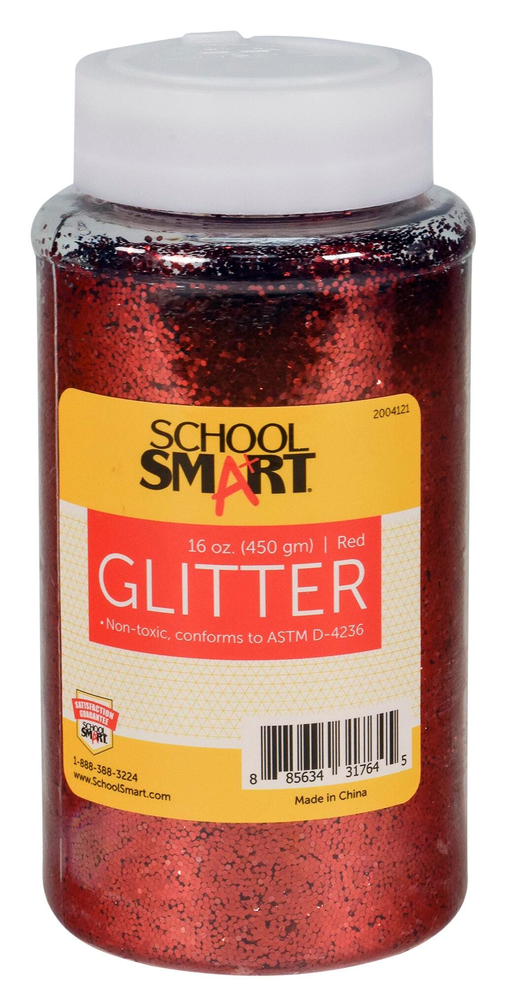 School Smart Craft Glitter, 1 Pound Jar, Red 2004121
